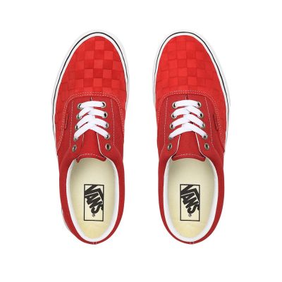 Vans Deboss Checkerboard Era - Erkek Spor Ayakkabı (Kırmızı)